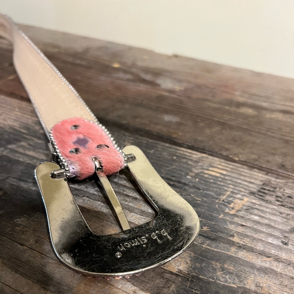 B.B. Simon Pink Crystal Western Buckle Belt - Picture 2 of 3